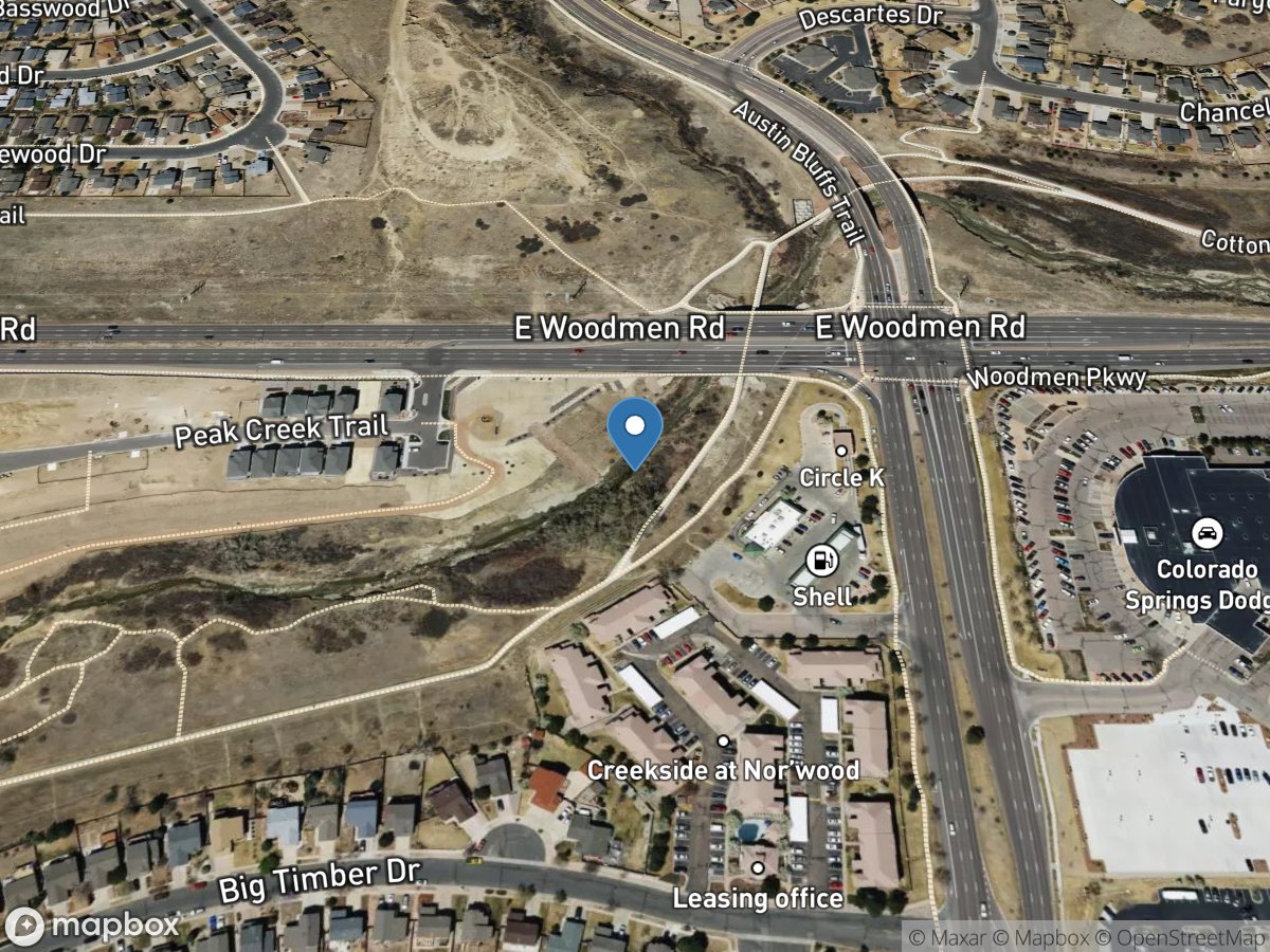 Cottonwood Creek at Woodmen Road near Colo Springs, CO location