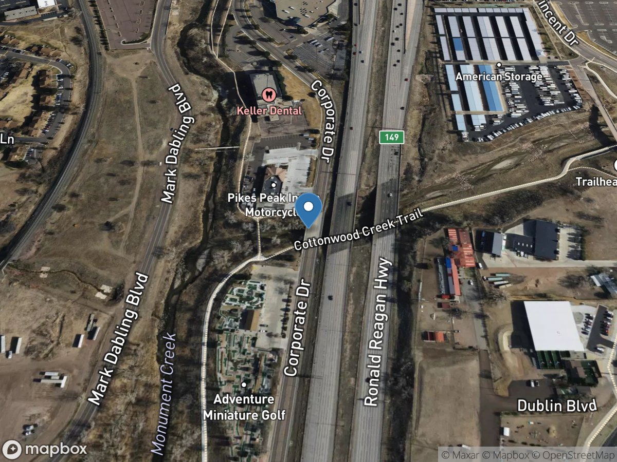 Cottonwood Creek at Mouth at Pikeview, CO location