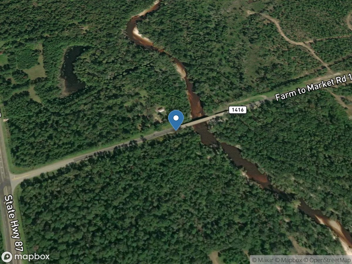 Big Cow Creek at FM 1416 near Call, TX location