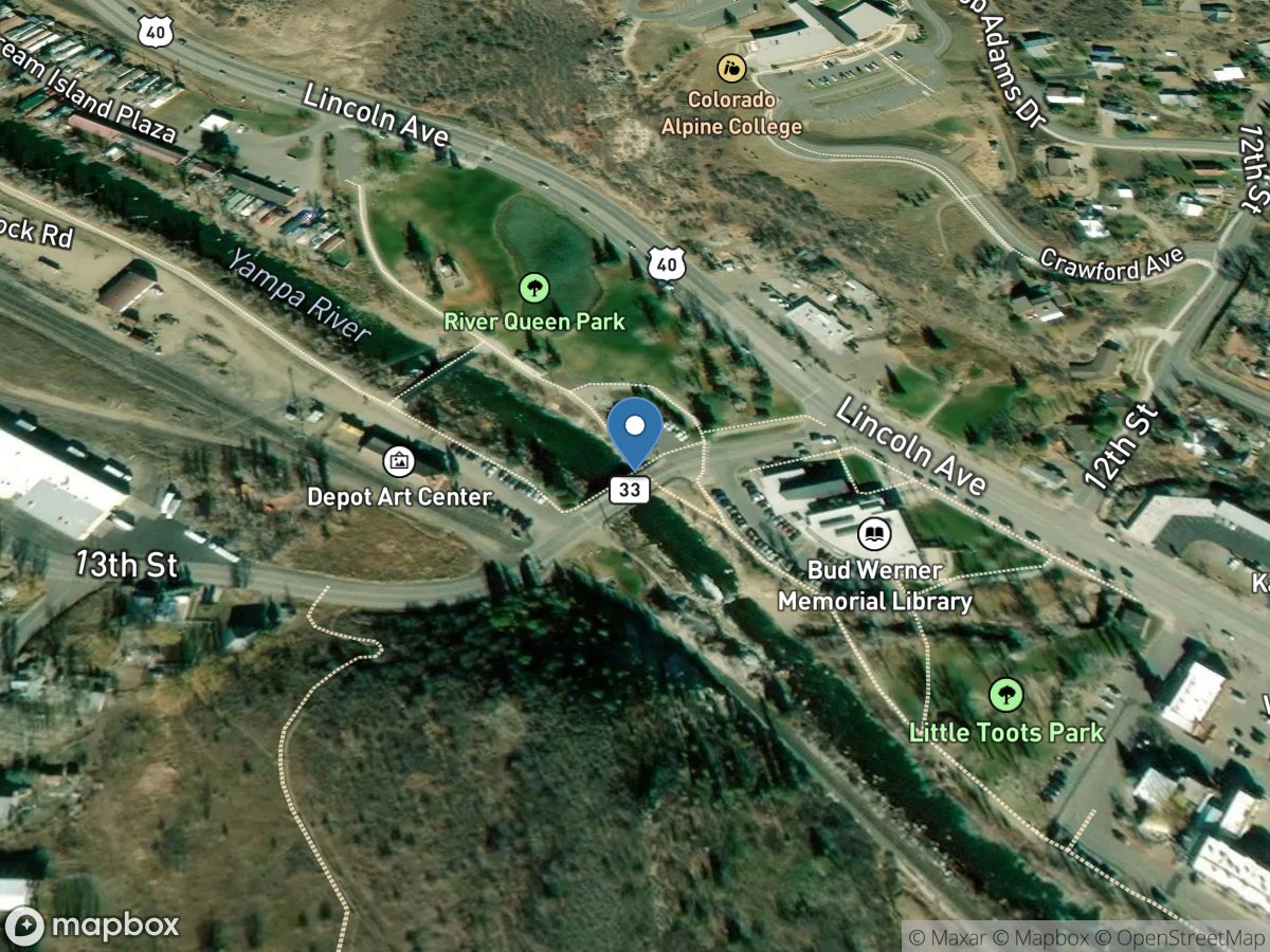 Yampa River below Soda Creek at Steamboat Spgs, CO location