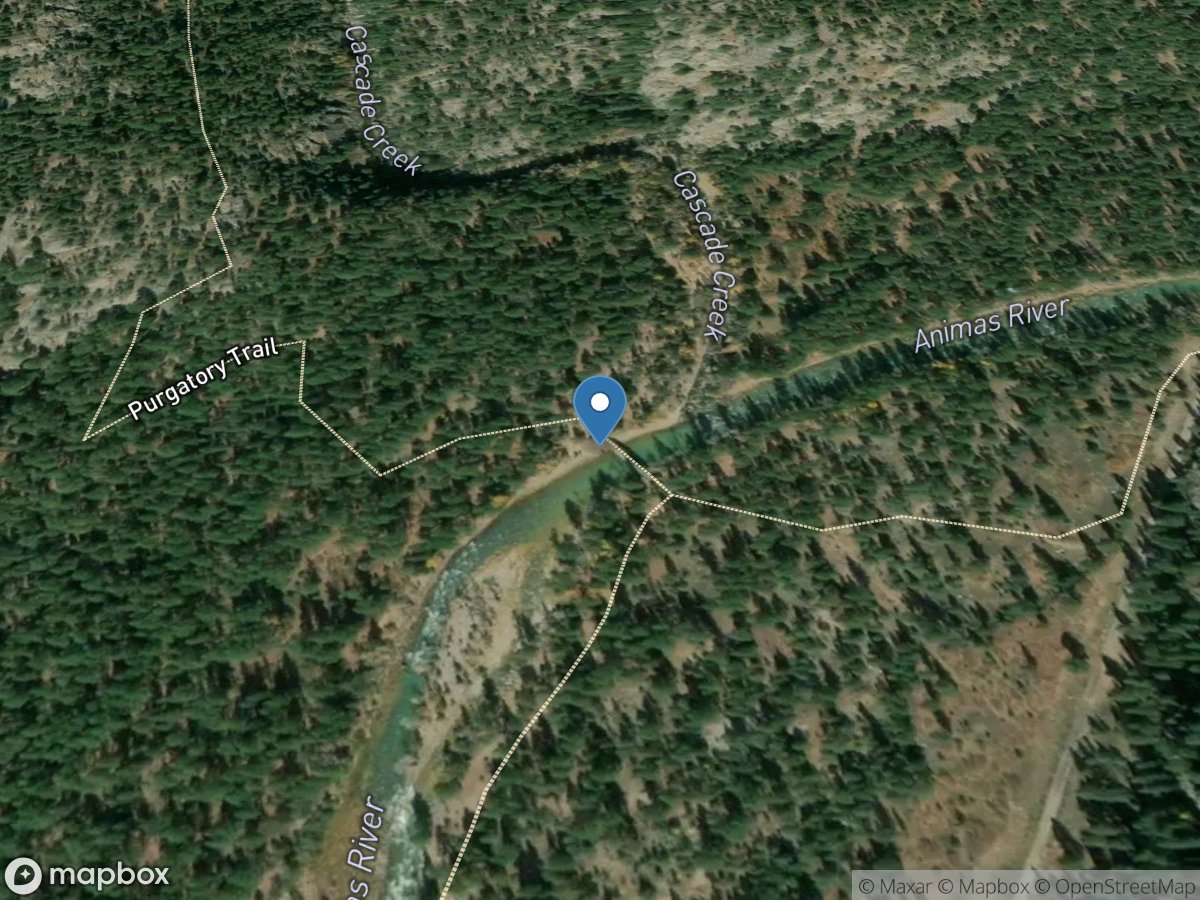 Animas River at Tall Timber Resort above Tacoma,CO location
