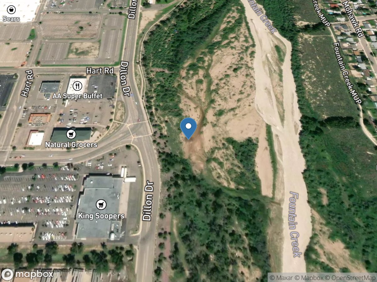 Fountain Creek near Dillon Drive and E. 29th ST, Pueblo location