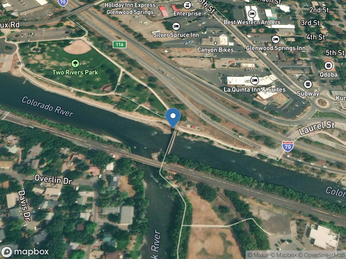 Colorado River above Roaring Fork River at Glenwood Spgs, CO location