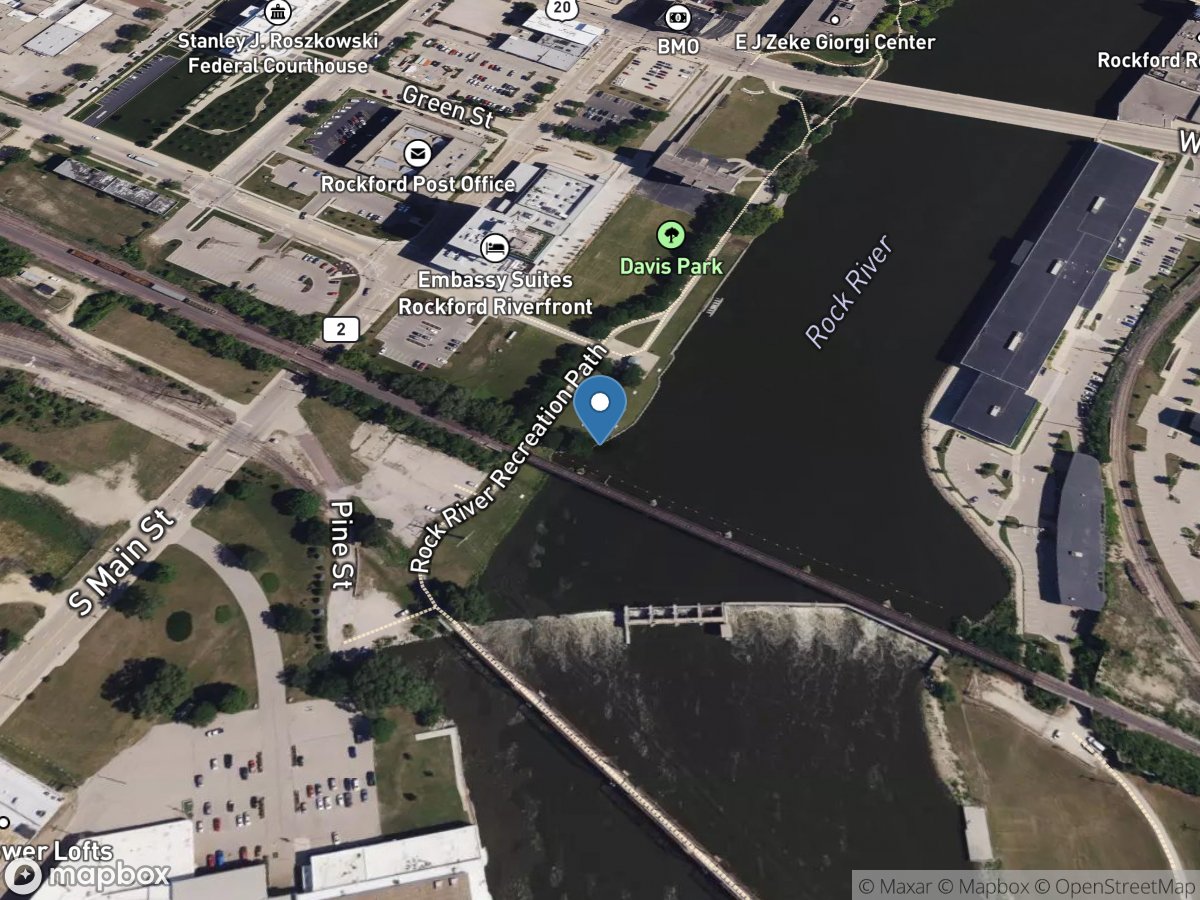 Rock River above DAM at Rockford, IL location