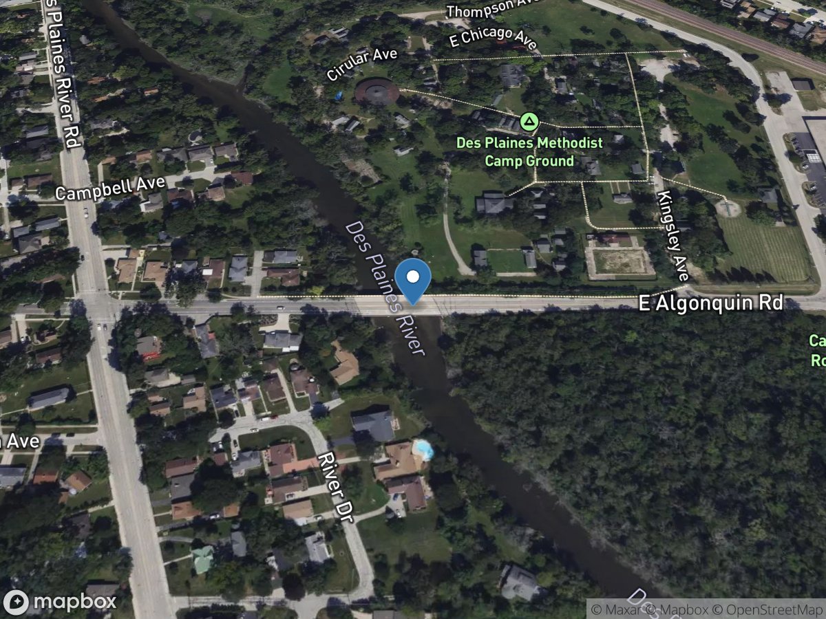 Des Plaines River at Algonquin Road at Des Plaines, IL location