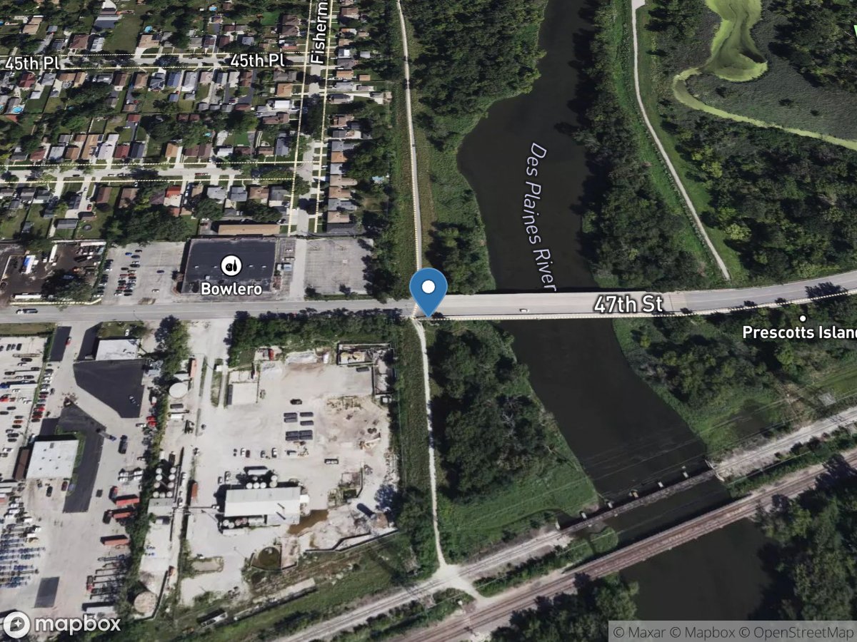 Des Plaines River at Lyons, IL location