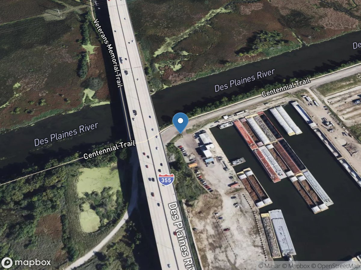 Des Plaines River near Lemont, IL location