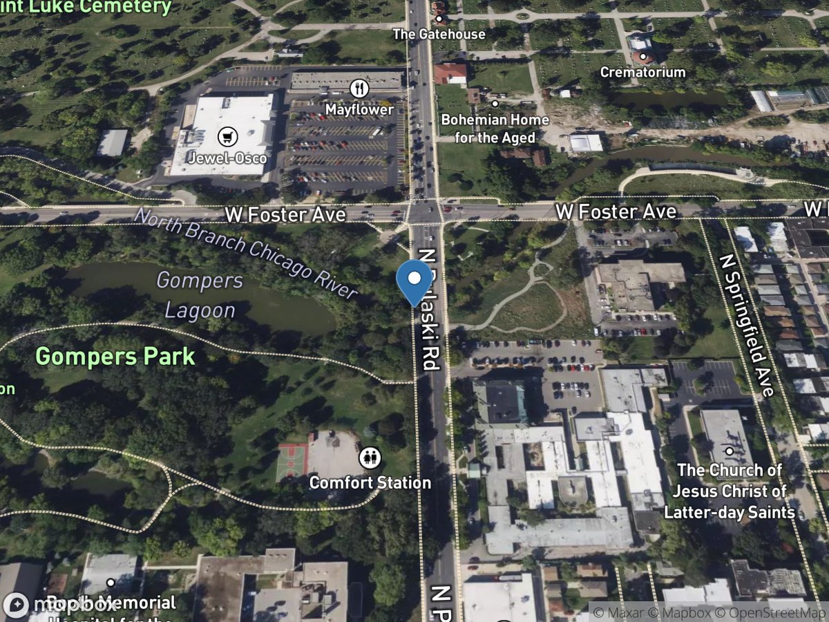 NB Chicago River at North Pulaski Road at Chicago, IL location