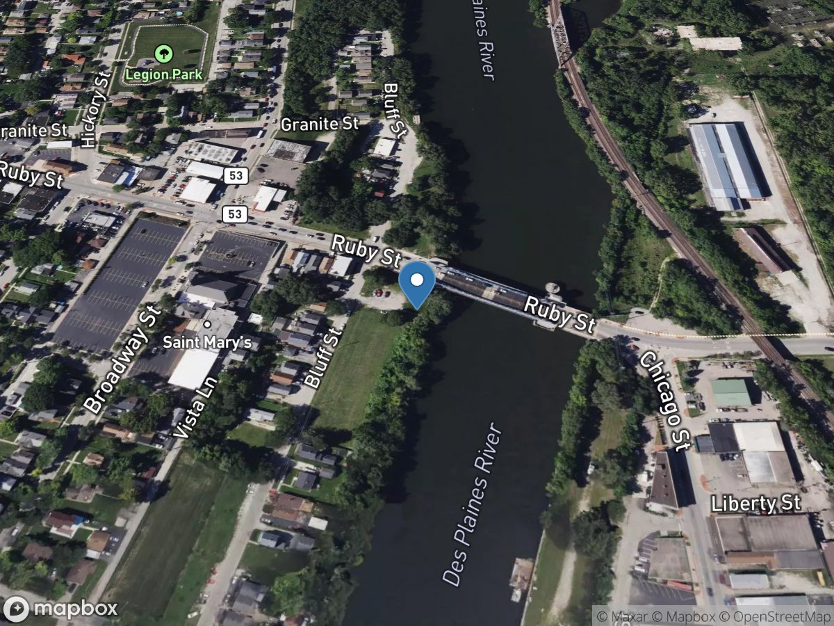 Des Plaines River at Route 53 at Joliet, IL location