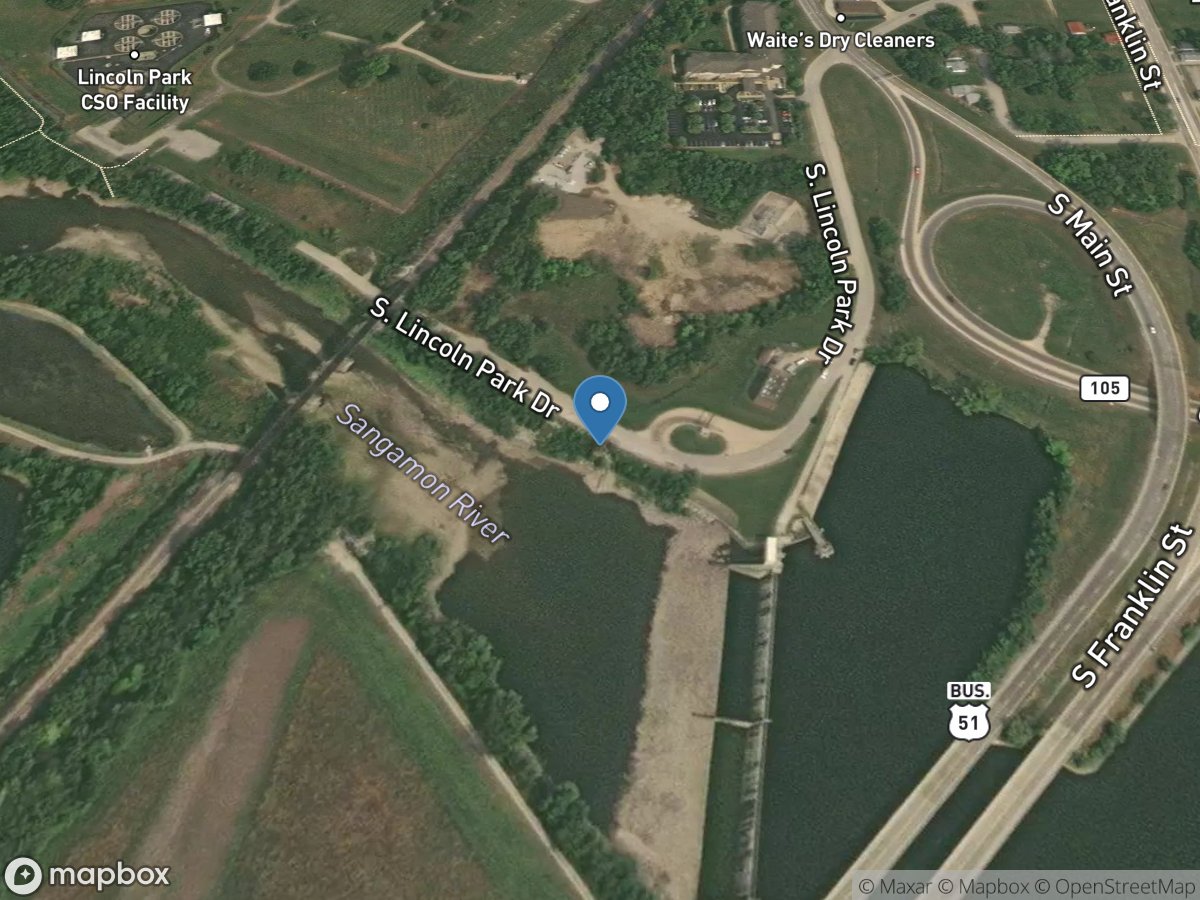 Sangamon River at Lake Decatur, IL location