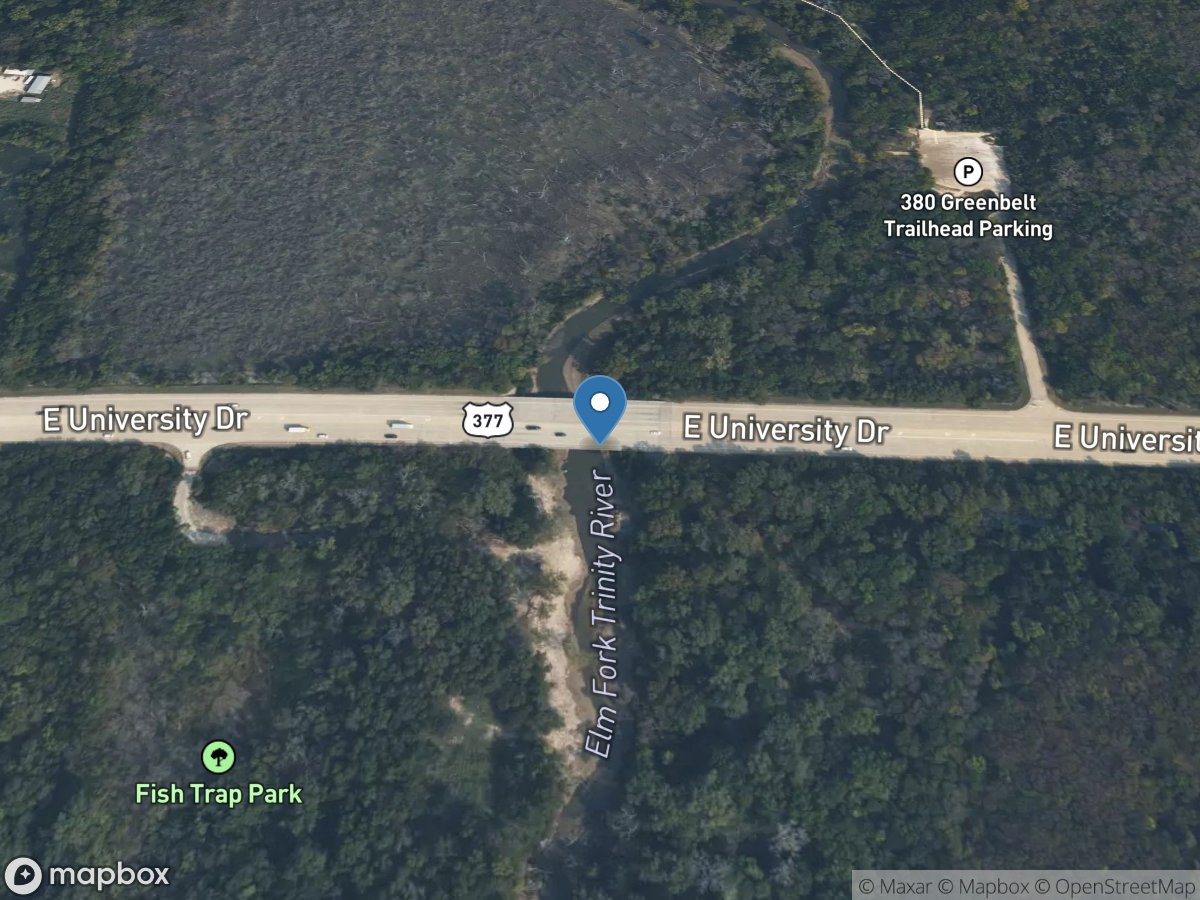 Elm Fork Trinity Rv at US 380 near Denton, TX location