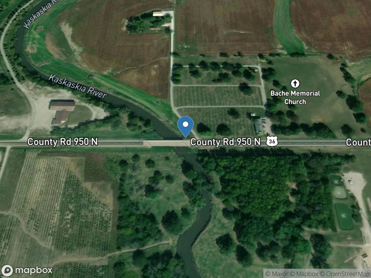 Kaskaskia River below Ficklin, IL location