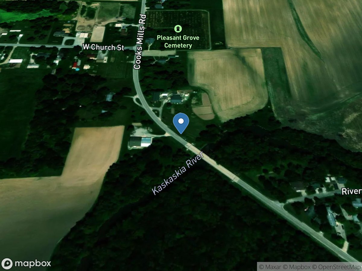 Kaskaskia River at Cooks Mills, IL location