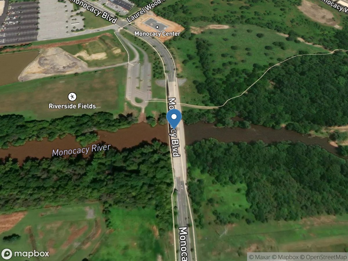 Monocacy River at Monocacy Boulevard at Frederick, MD location