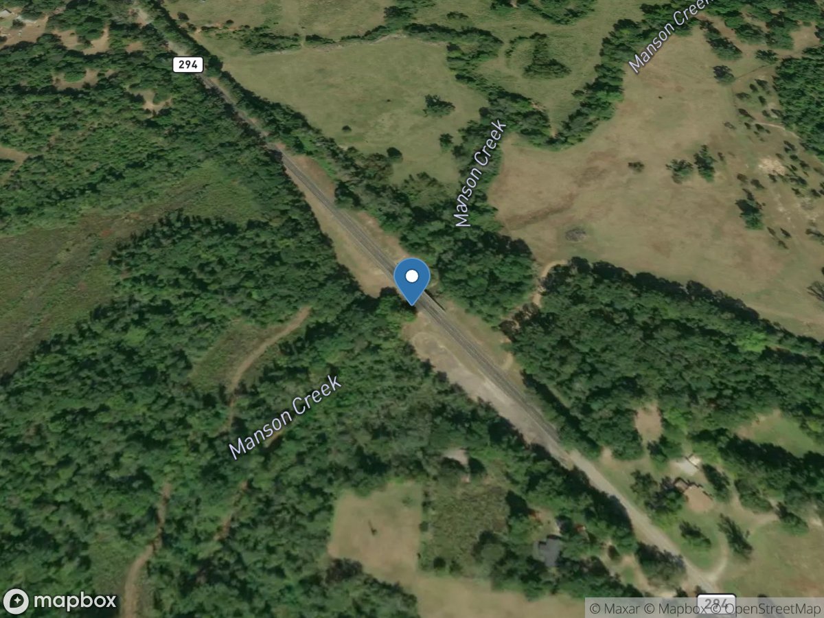 Manson Creek at SH 294 near Elkhart, TX location