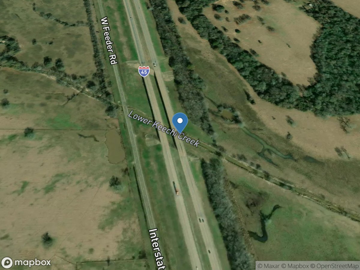 Lower Keechi Creek at IH 45 near Centerville, TX location