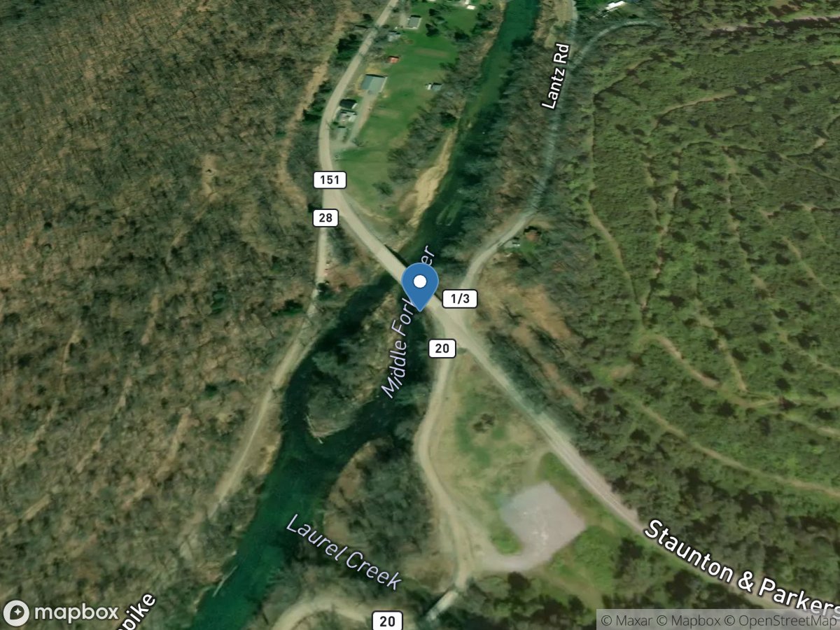 Middle Fork River at Ellamore, WV location