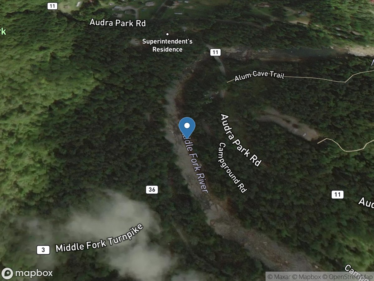 Middle Fork River at Audra, WV location