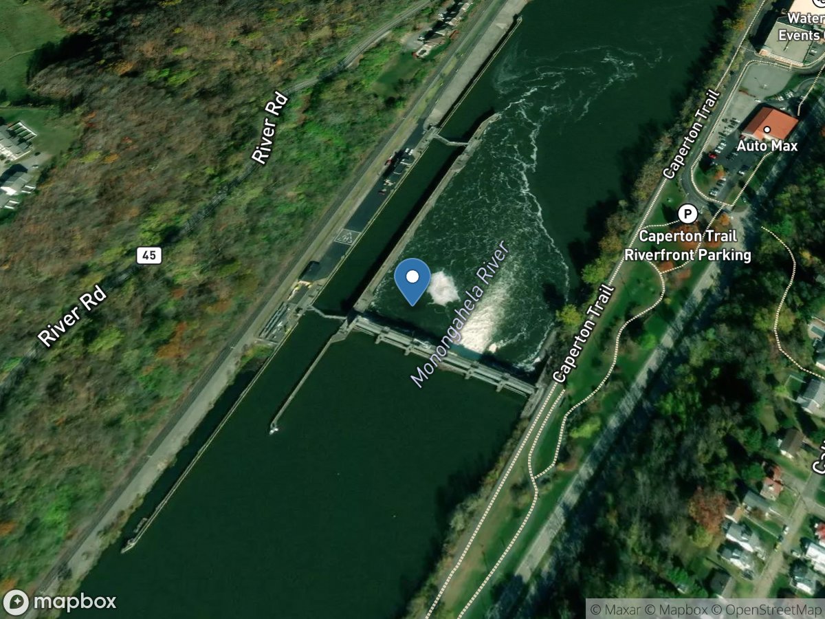 Monongahela River at Morgantown Lock & DAM (lower), WV location