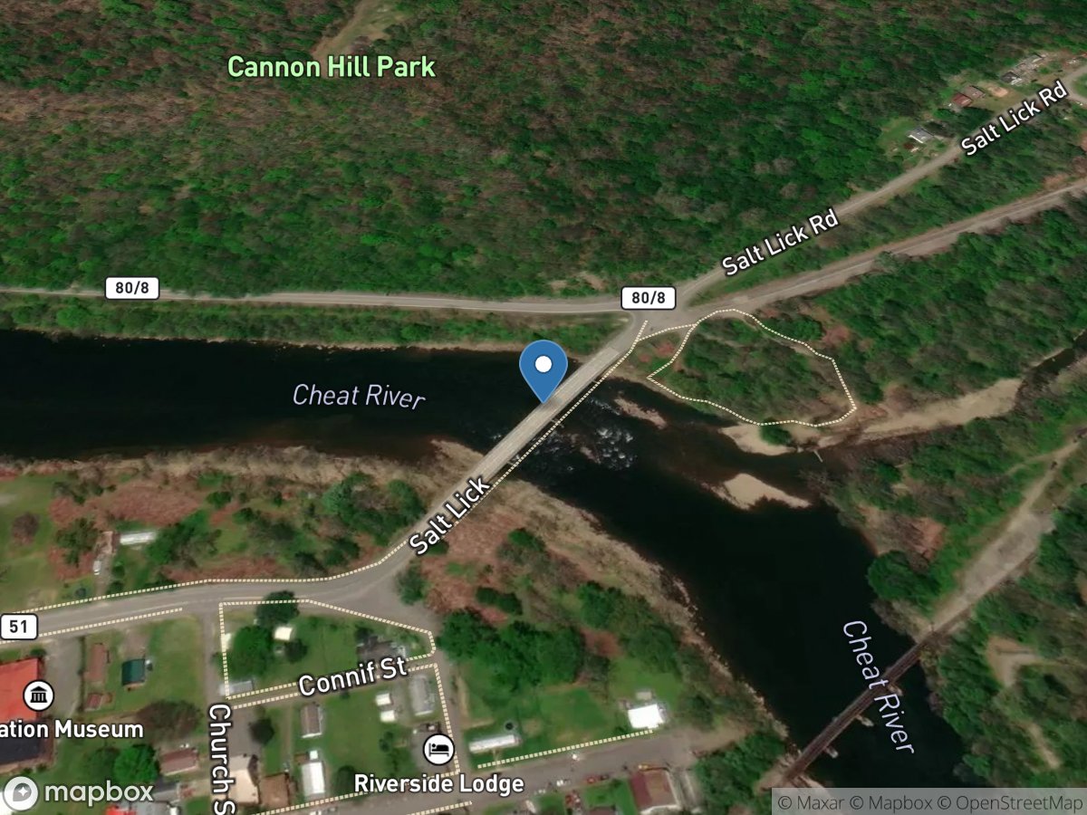 Cheat River below Saltlick Creek at Rowlesburg, WV location