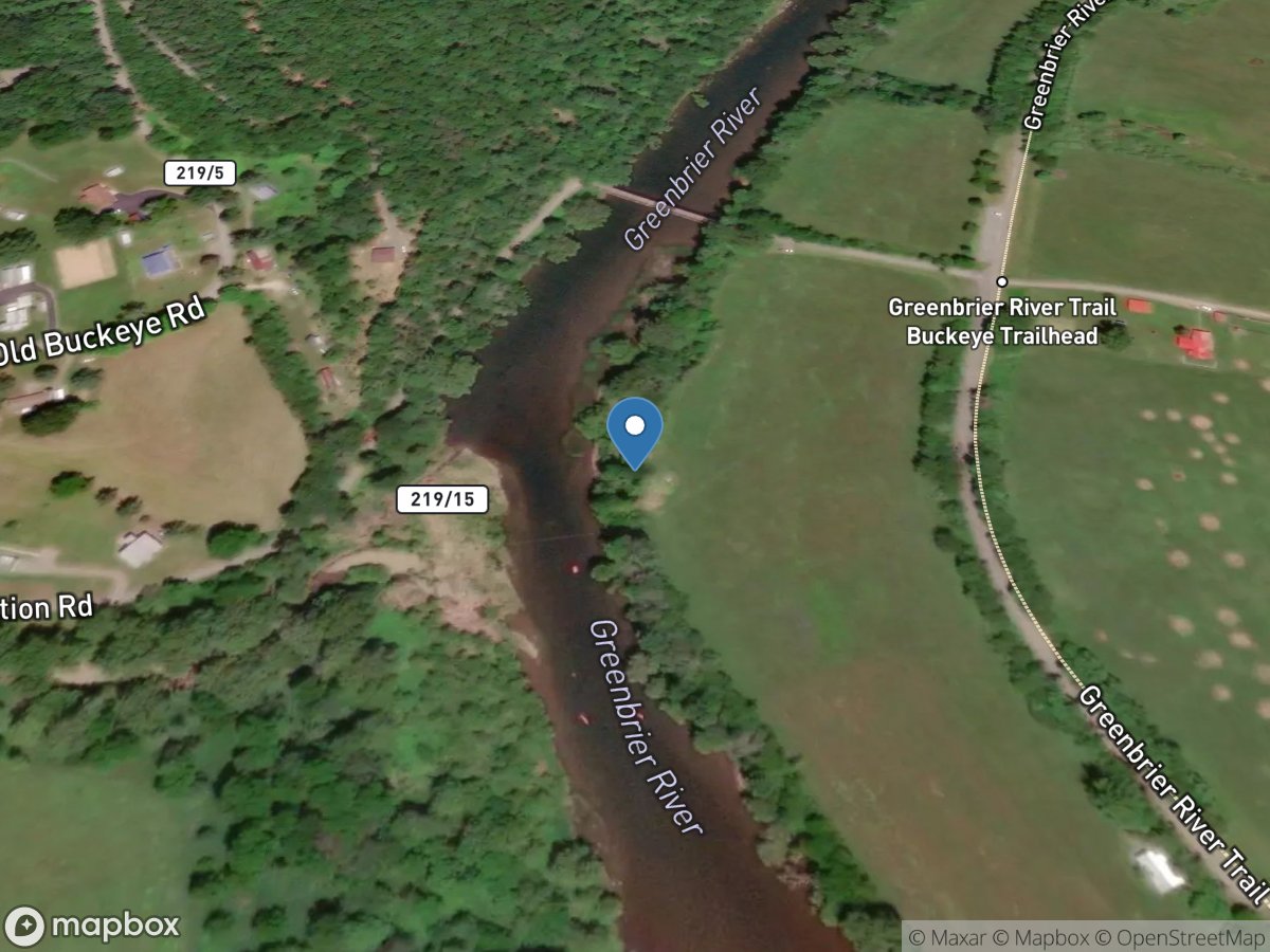 Greenbrier River at Buckeye, WV location