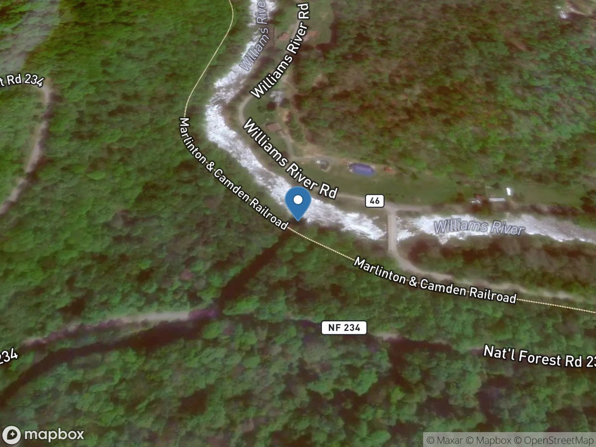 Williams River at Dyer, WV location