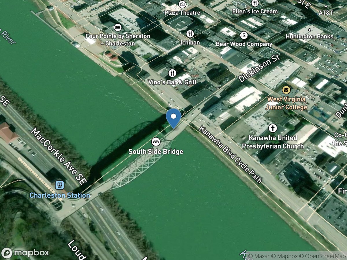 Kanawha River at South Side Bridge at Charleston, WV location