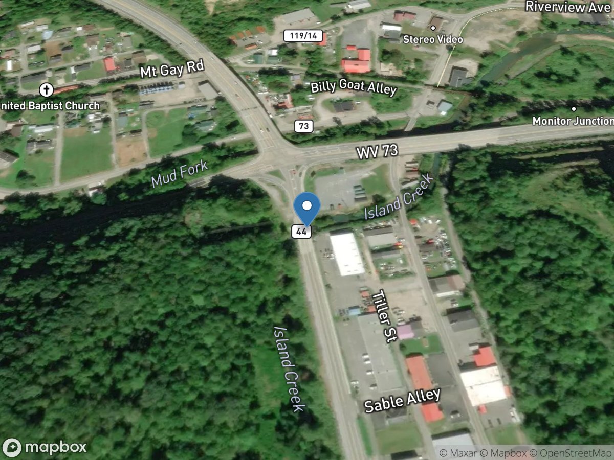 Island Creek at Route 44 at Logan, WV location