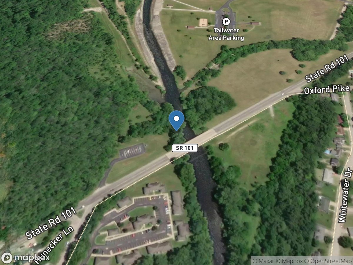 East Fork Whitewater River at Brookville, IN location