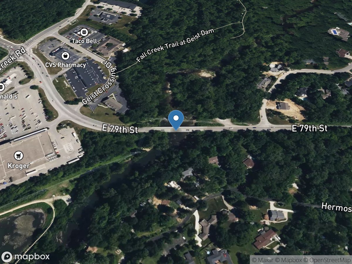 Fall Creek at 79th ST at Indianapolis, IN location