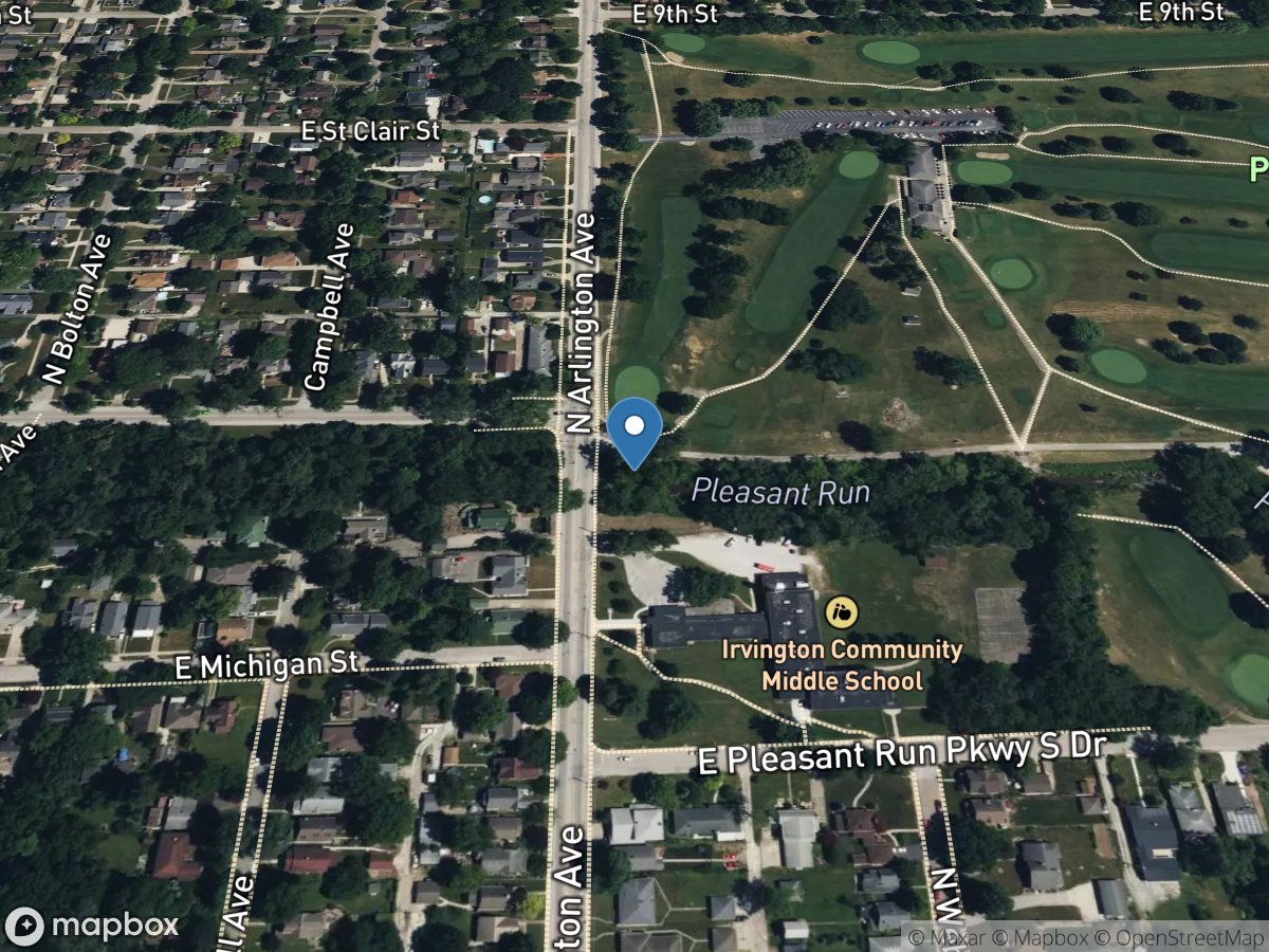 Pleasant Run at Arlington Av at Indianapolis, IN location