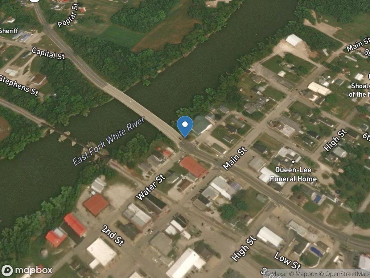 East Fork White River at Shoals, IN location