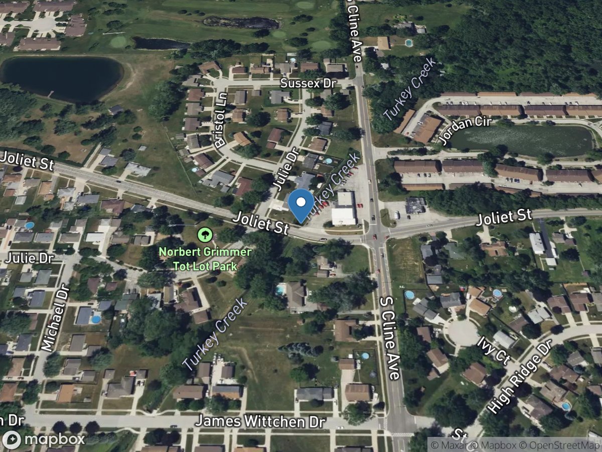 Turkey Creek at Joliet ST at Schererville, IN location