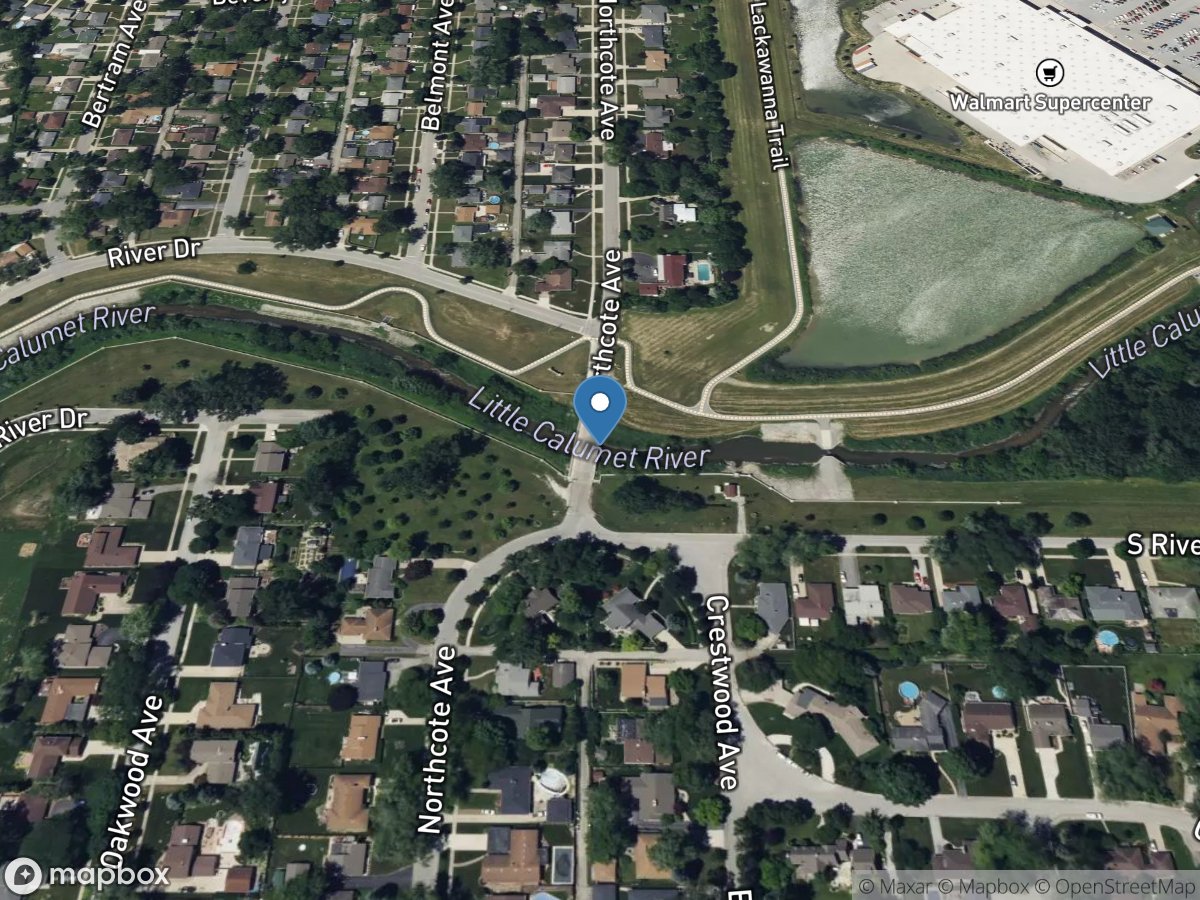 Little Calumet River at Northcote Av at Munster, IN location