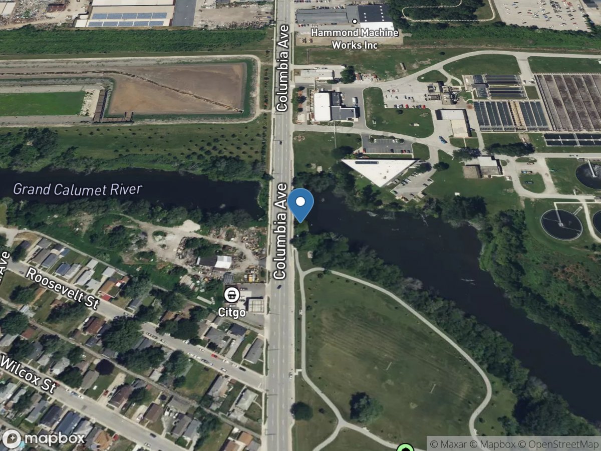 Grand Calumet River at Columbia Av at Hammond, IN location