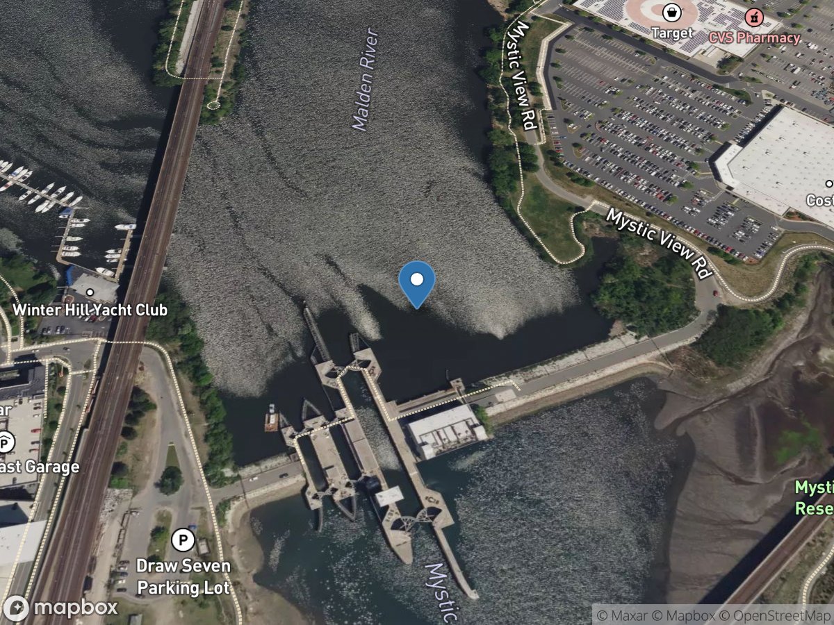 Mystic River at Amelia Earhart DAM near Somerville, MA location