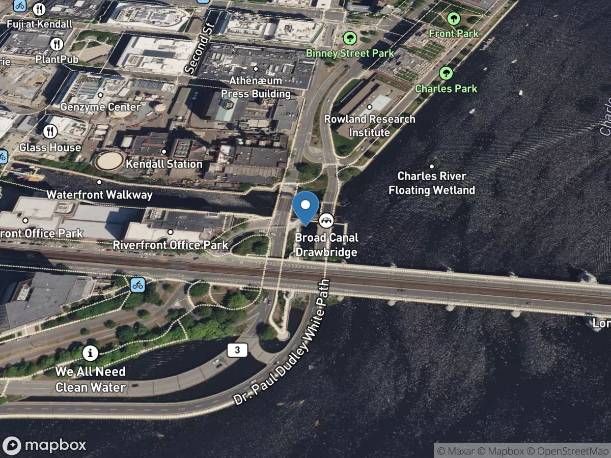 Charles River at First ST at Cambridge, MA location