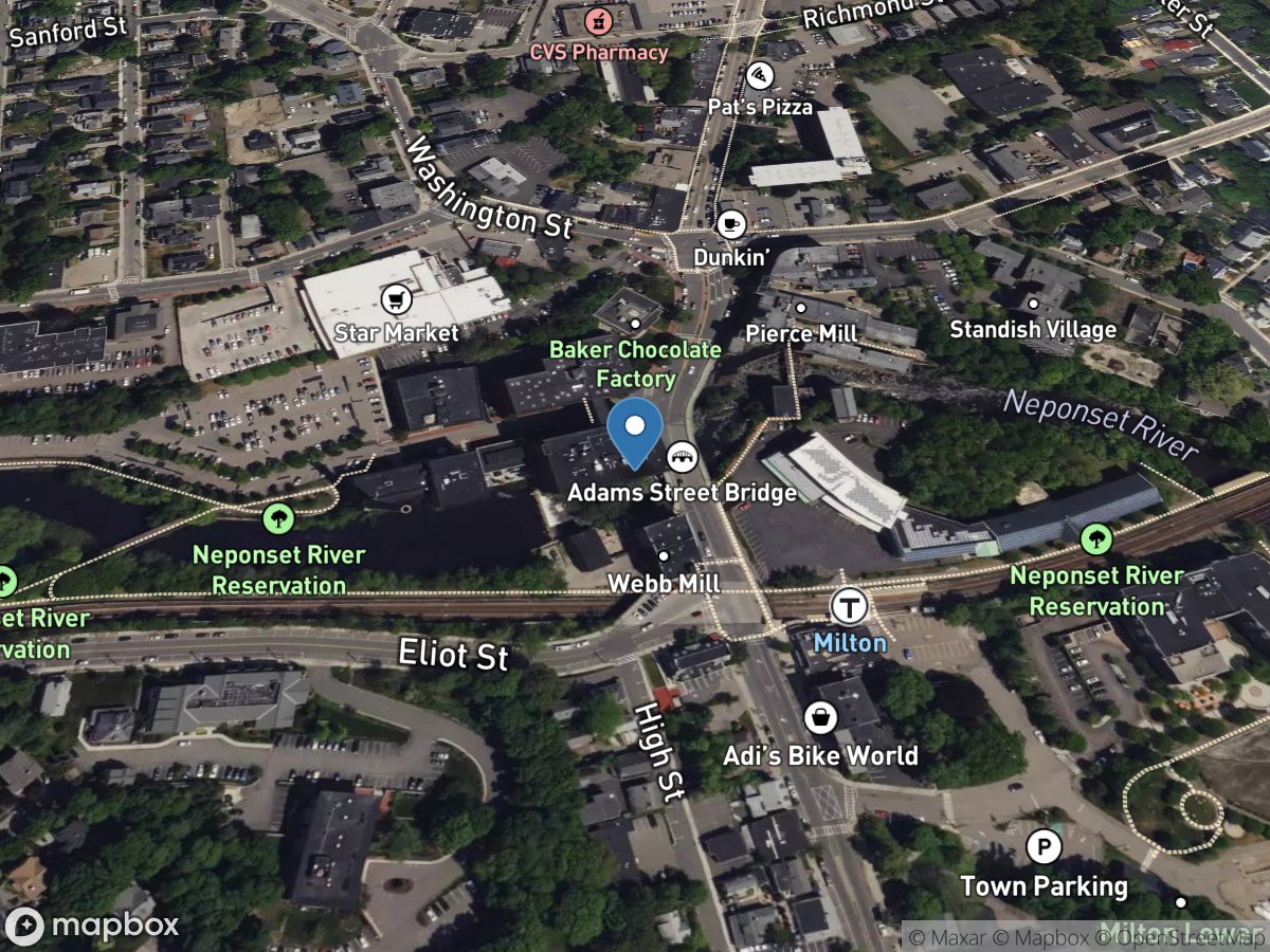 Neponset River at Milton Village, MA location