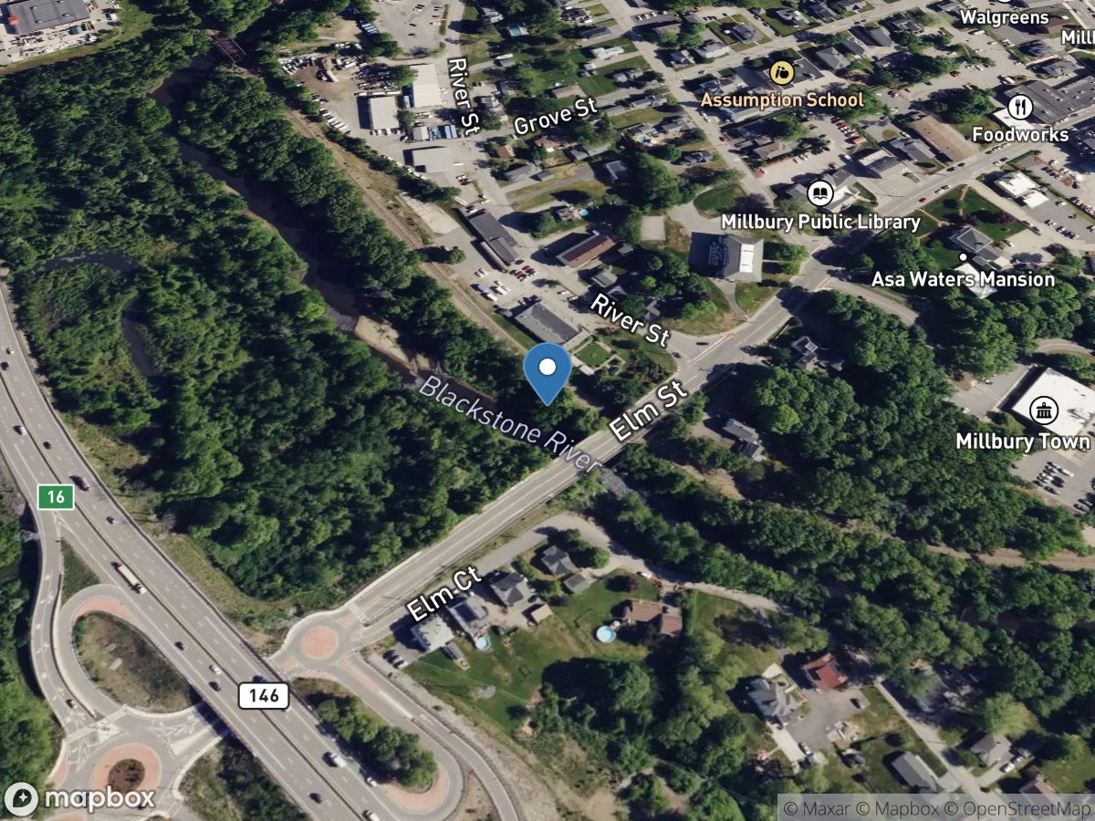 Blackstone River, W. Main St., at Millbury, MA location
