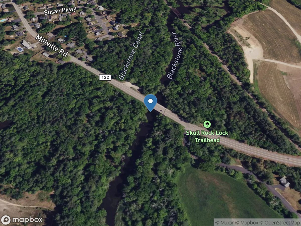 Blackstone River, Rt 122 Bridge near Uxbridge, MA location