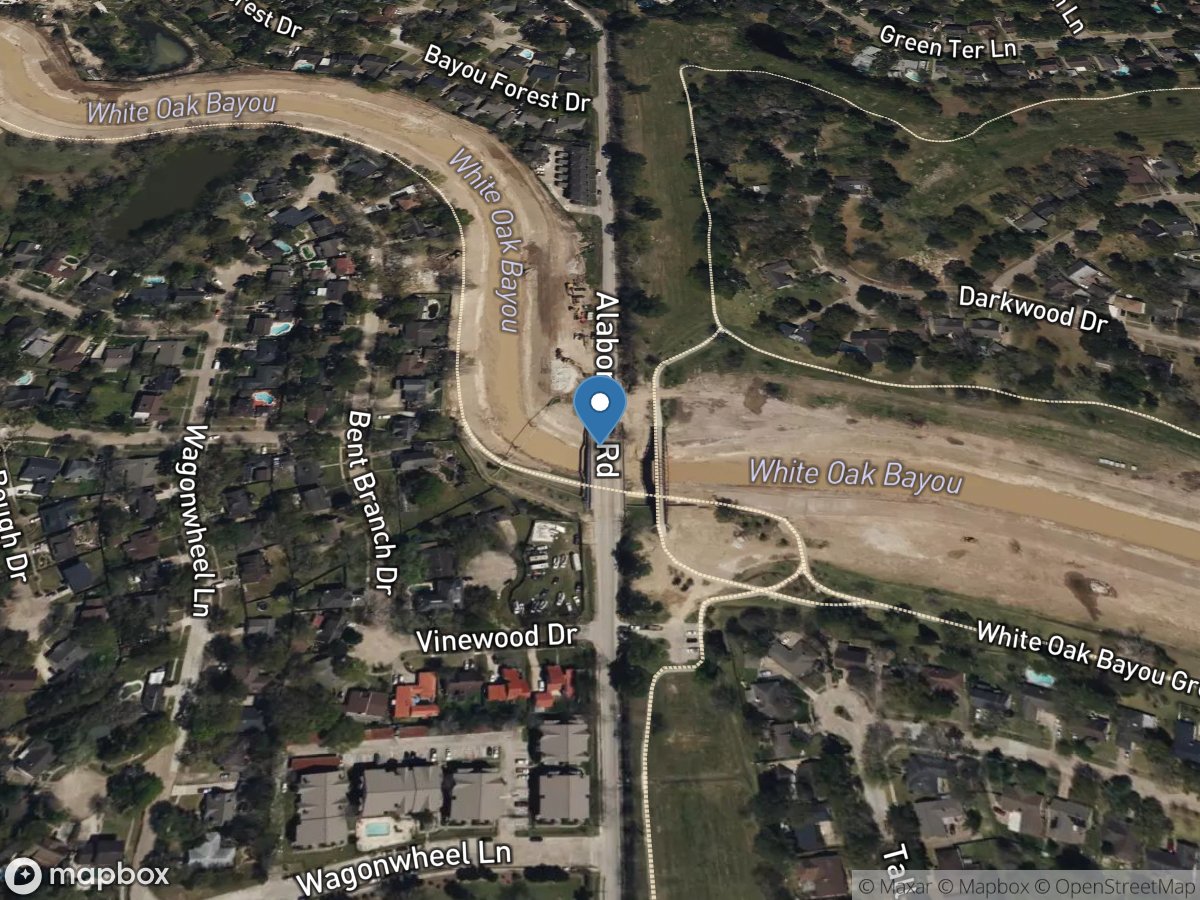 Whiteoak Bayou at Alabonson Rd, Houston, TX location