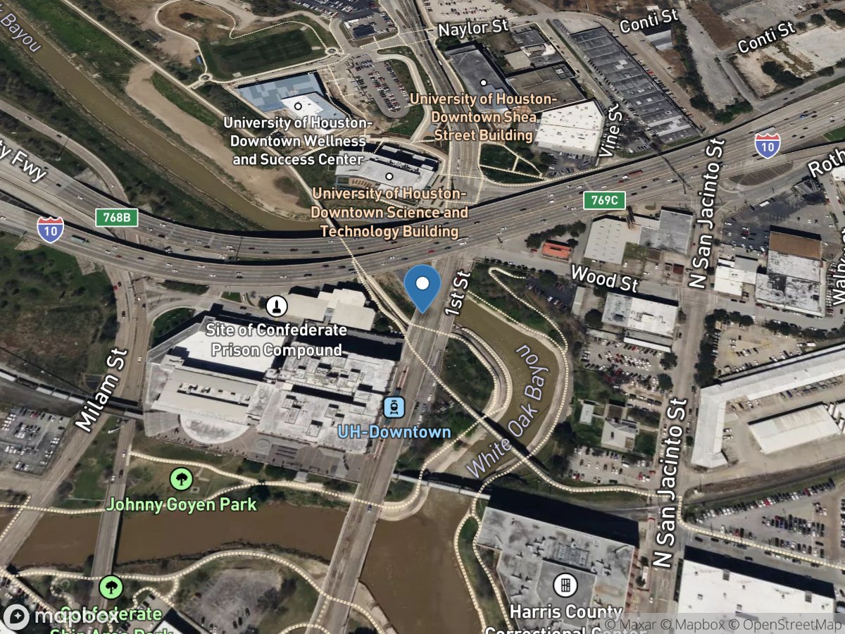 Whiteoak Bayou at Main St, Houston, TX location