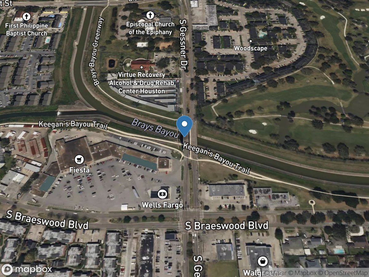 Brays Bayou at Gessner Dr, Houston, TX location