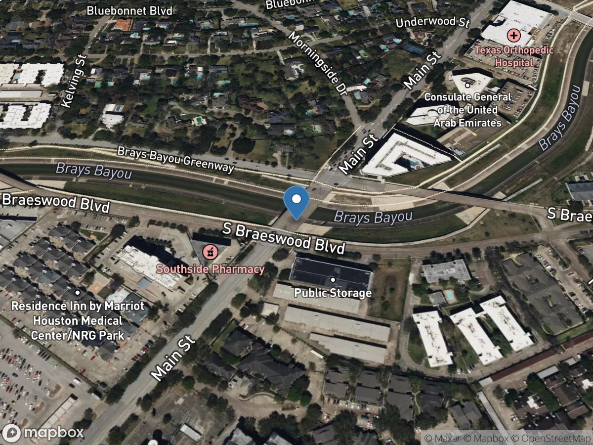 Brays Bayou at Houston, TX location