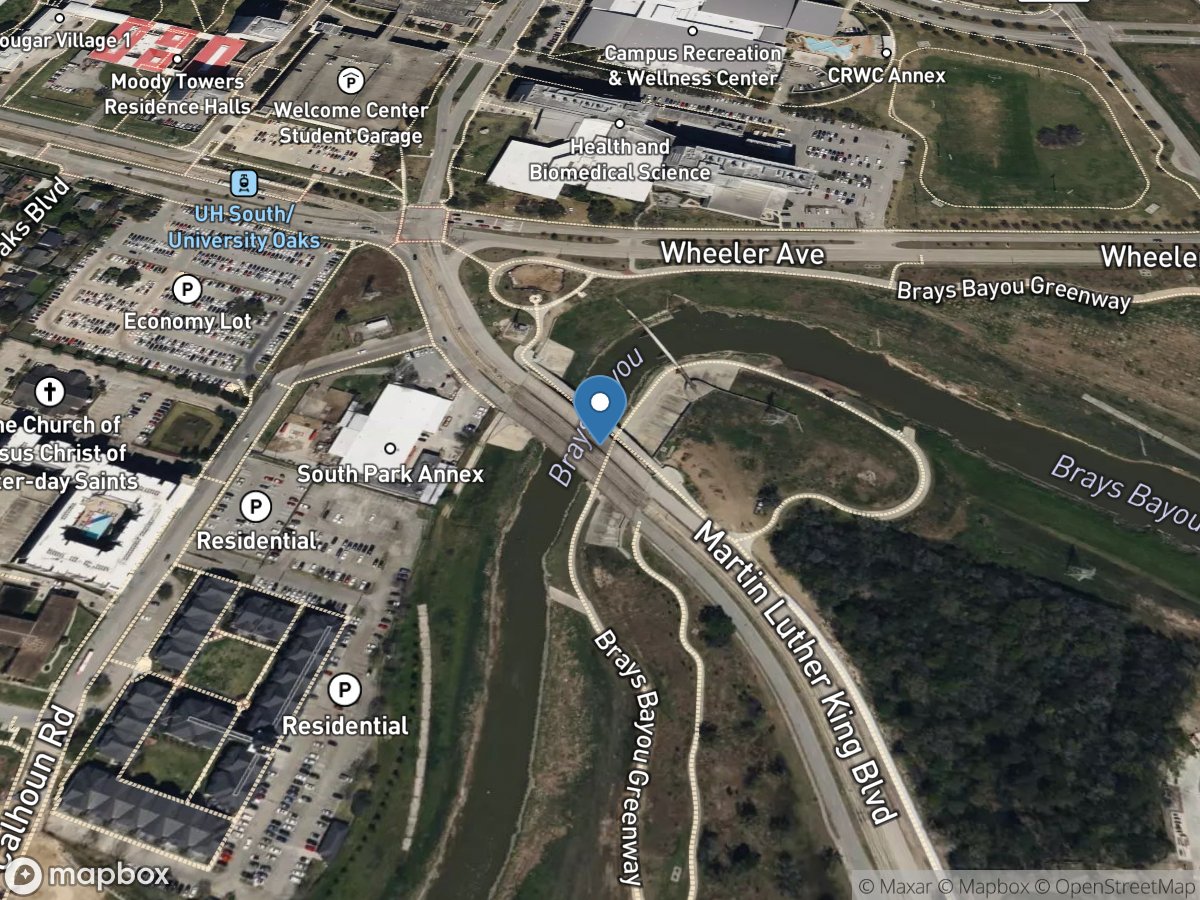 Brays Bayou at MLK Jr Blvd, Houston, TX location
