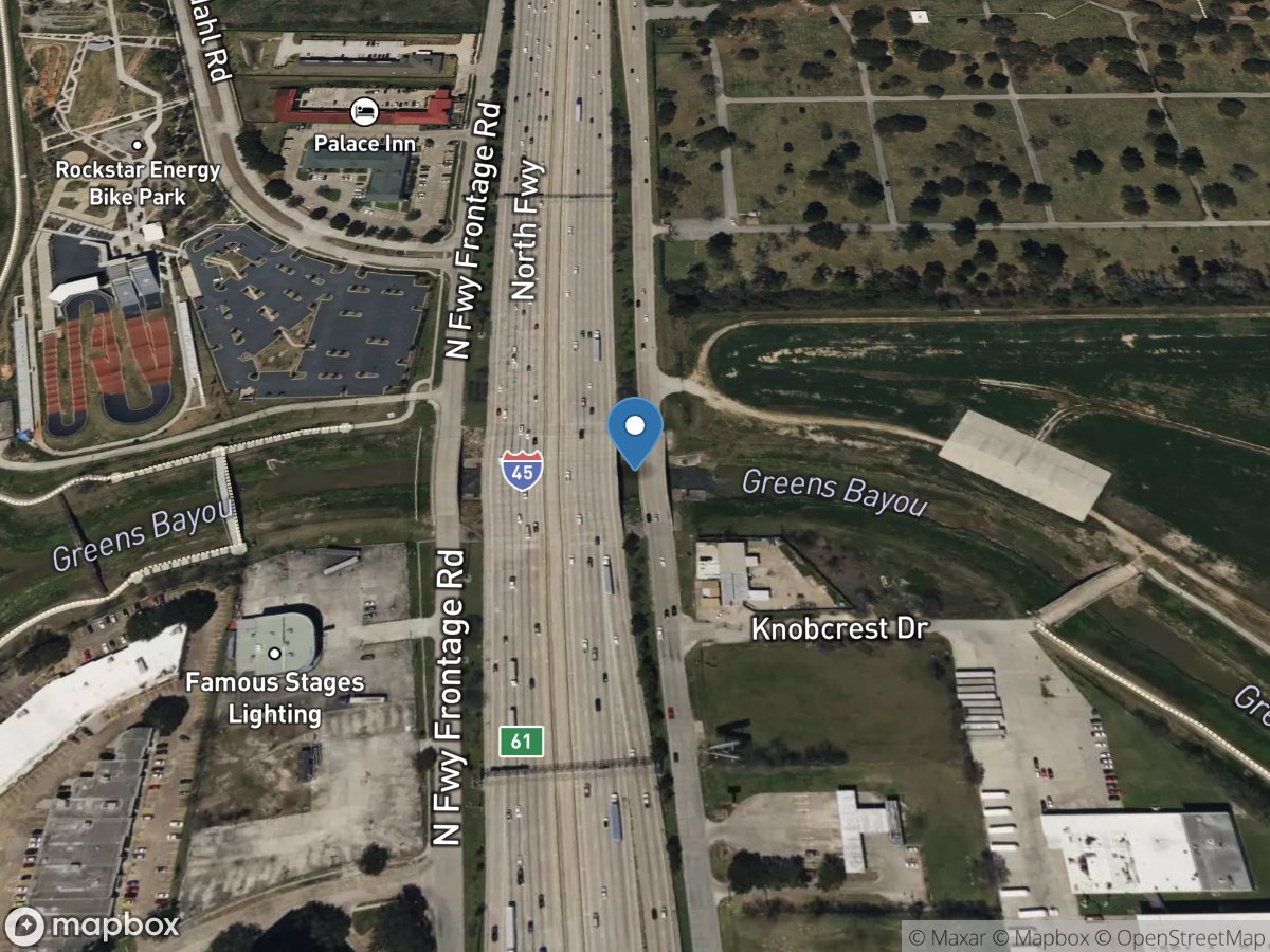 Greens Bayou near US Highway 75 near Houston, TX location