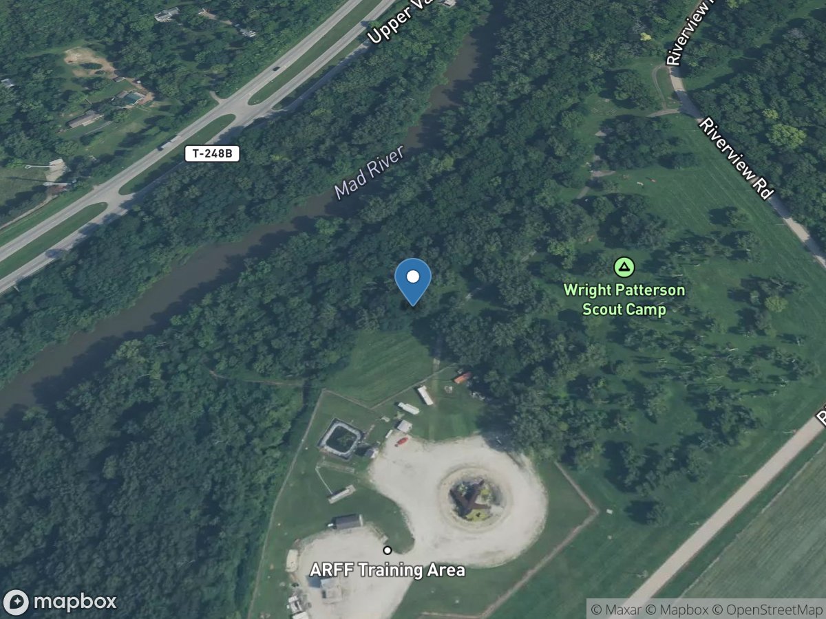 Bass Lake outflow channel above WPAFB FTA1 OH location