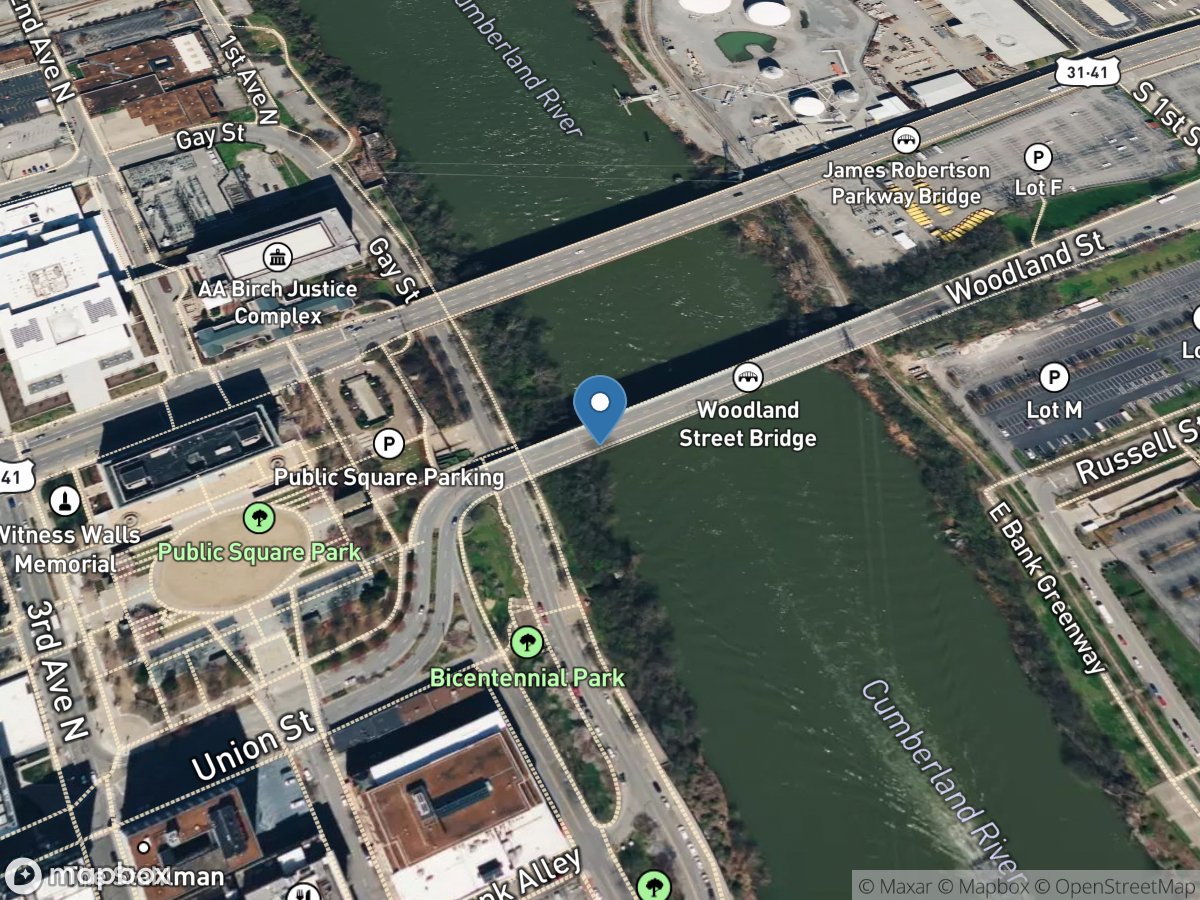Cumberland River at Woodland ST at Nashville, TN location