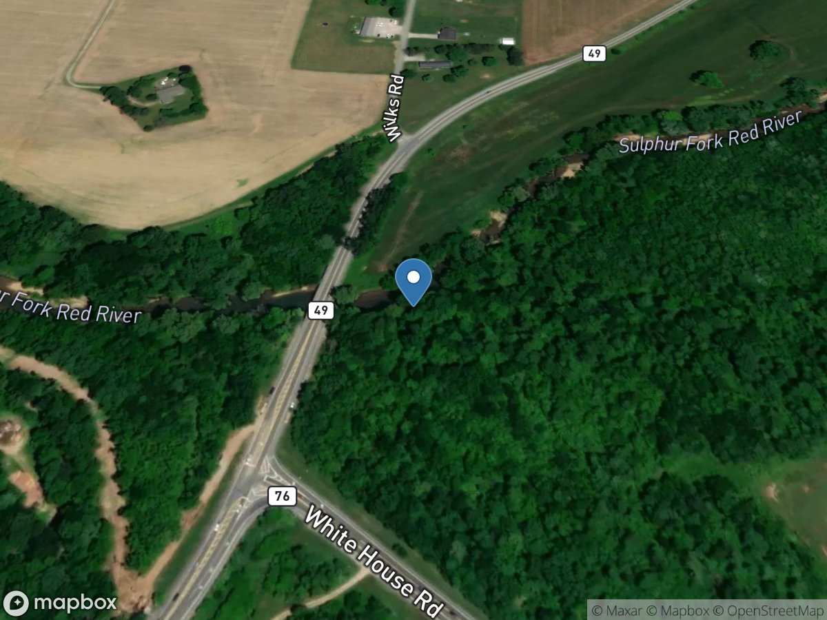 Sulphur Fork Red River above Springfield, TN location