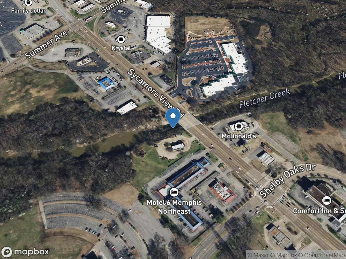 Fletcher Creek at Sycamore View Road at Memphis location